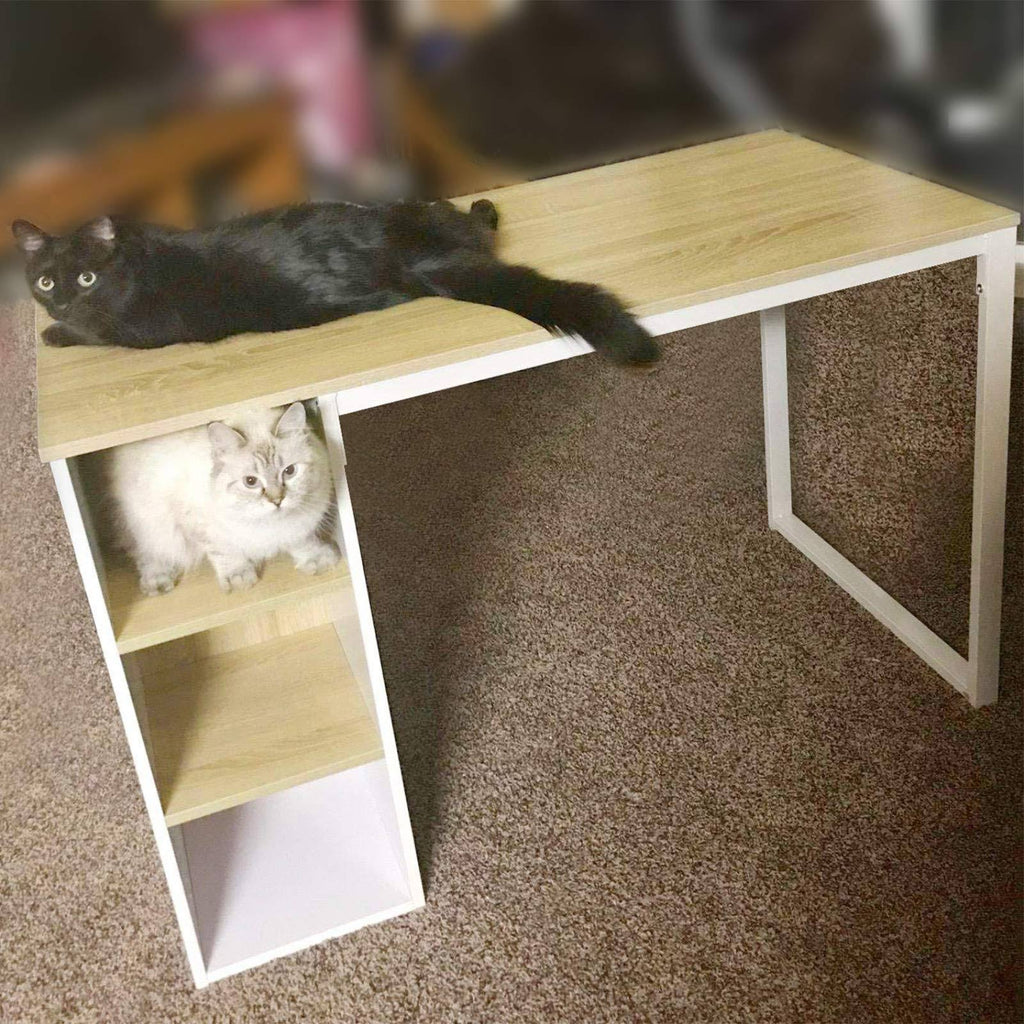Wood Computer Desk with 5 Side Shelves W86811