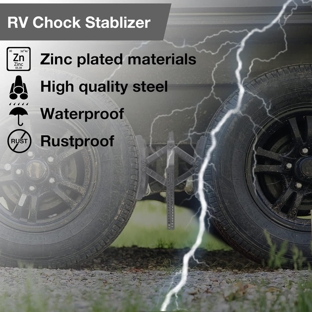 Camper Wheel Chock Stabilizer 2 Sets, RV Tire Scissor Locking X Chock, Pack of 2 A3005
