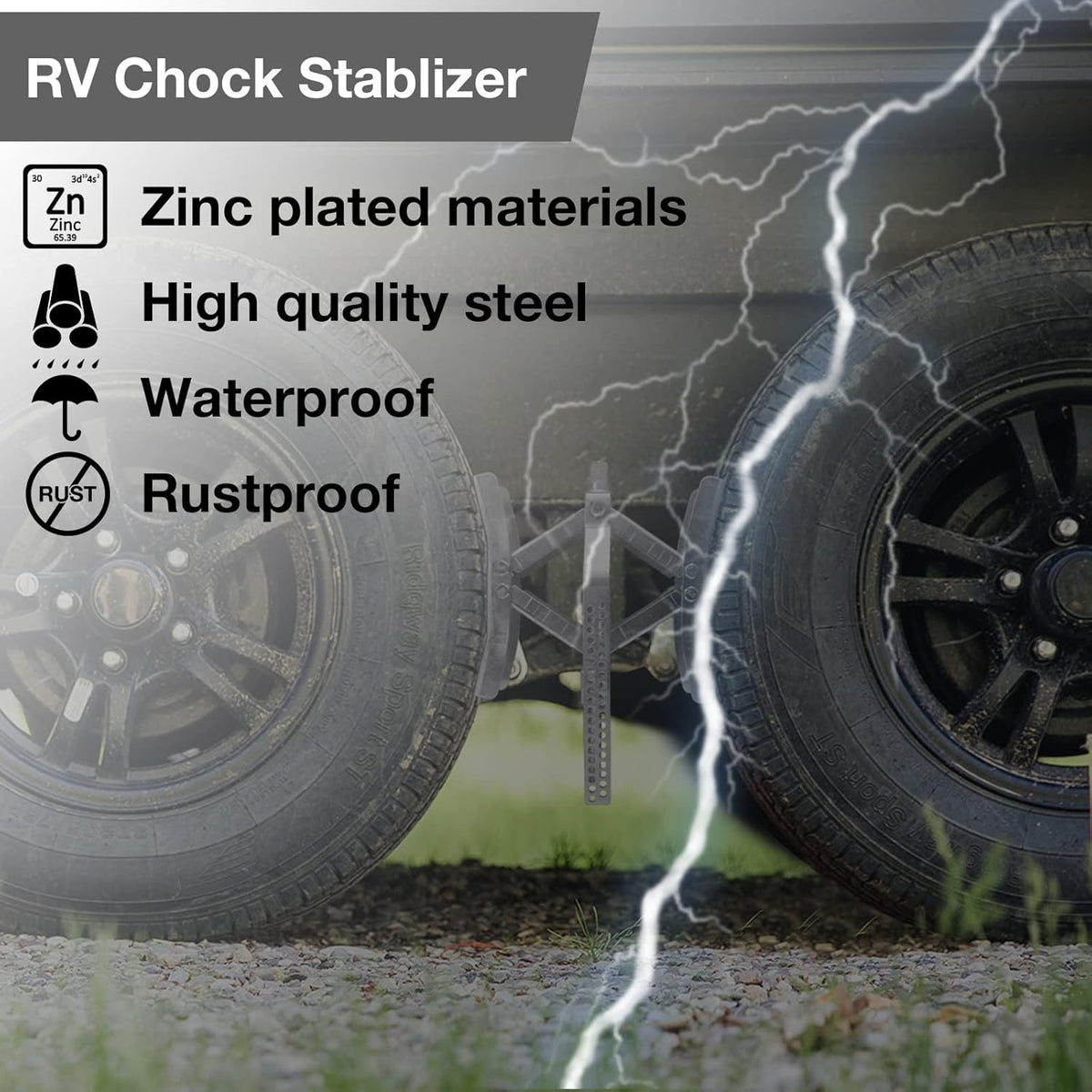 Camper Wheel Chock Stabilizer 2 Sets, RV Tire Scissor Locking X Chock, Pack of 2 A3005