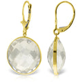 14k Solid Gold Leverback Earrings with Round White Topaz U7283