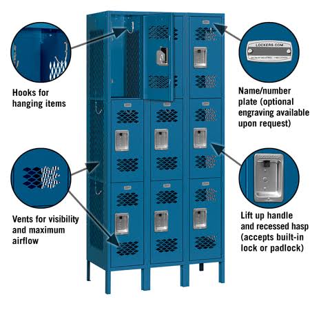 Blue Vented Metal Locker L587