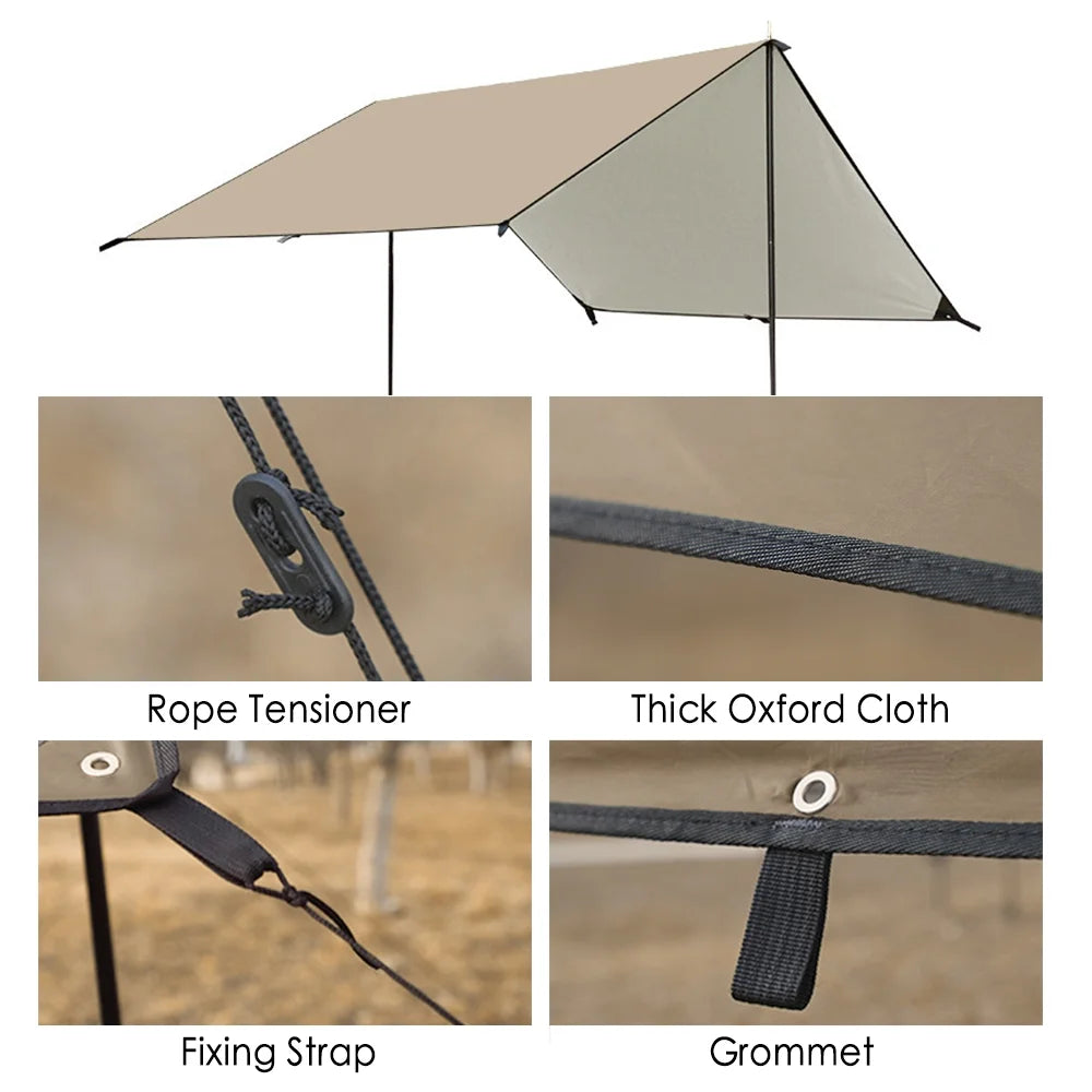Camping Awning Tarp with Poles Waterproof Sun Shade Q4108