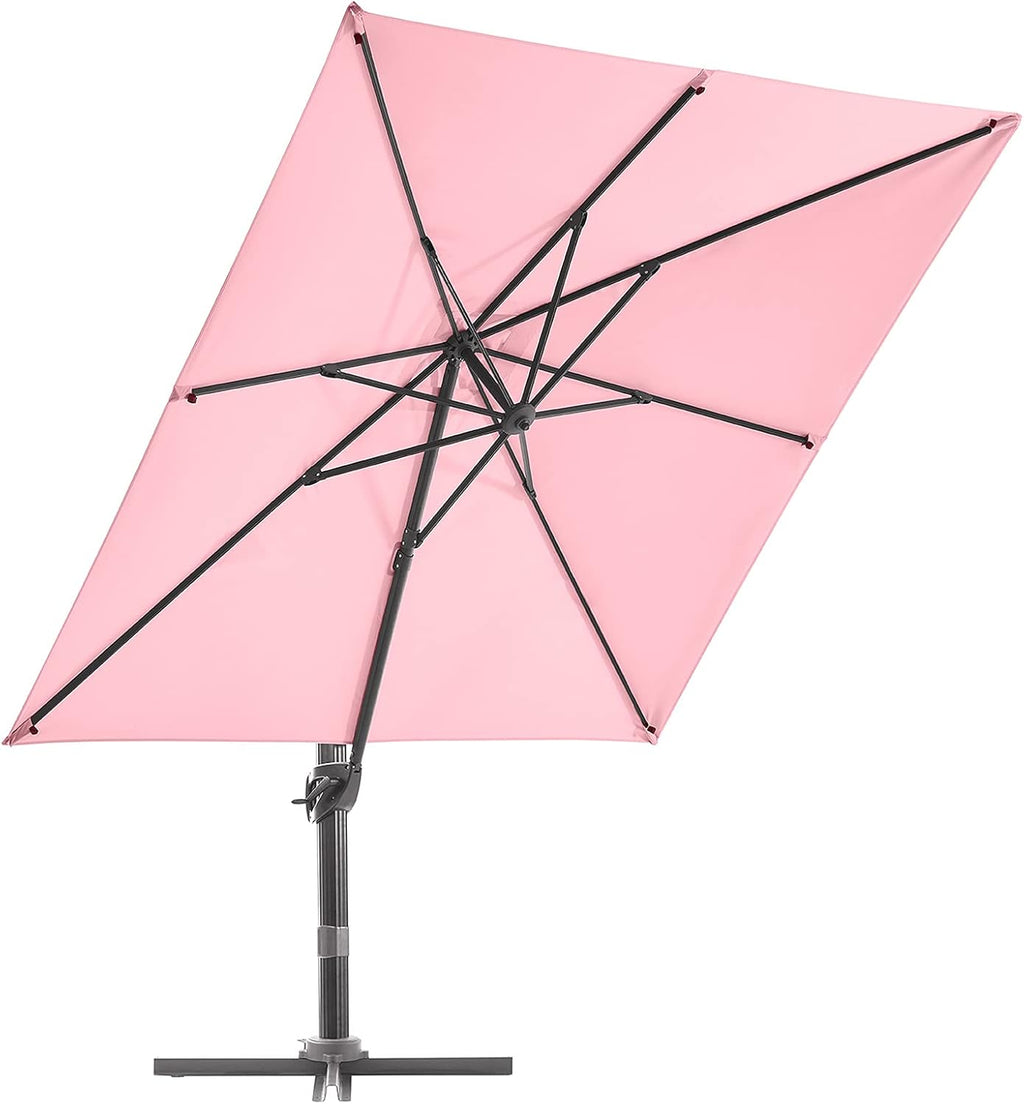Beige 9x9 FT Square Cantilever Aluminum Outdoor Umbrella N527396
