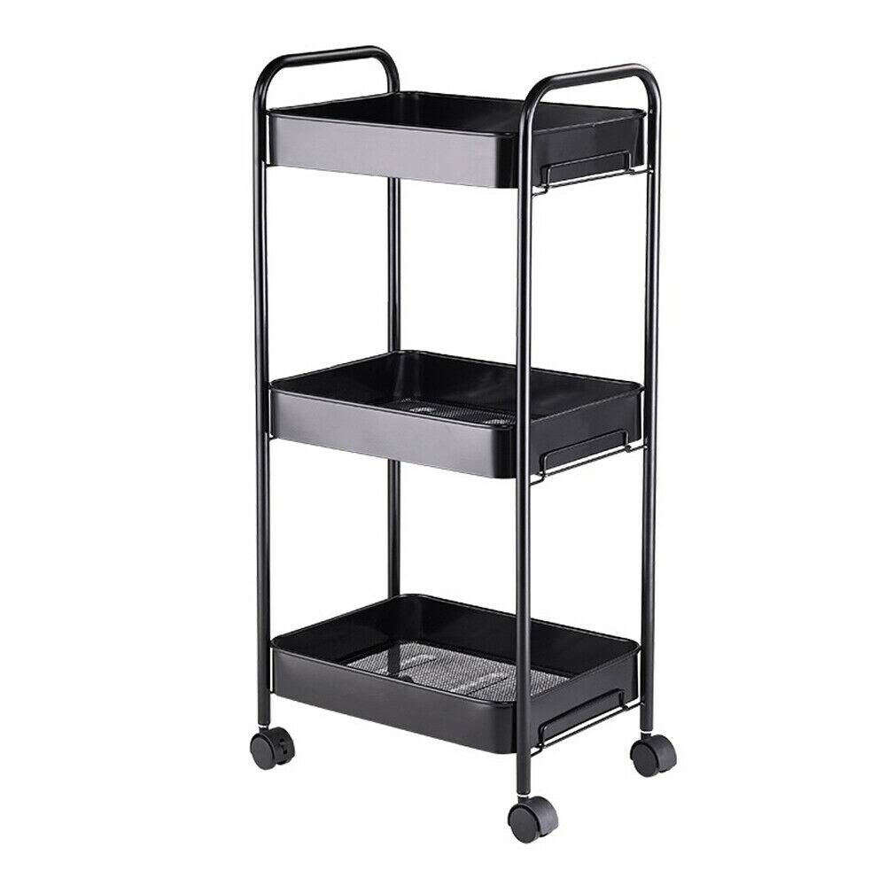 Blue 3-Layer Mobile Utility Trolley with Casters E637537