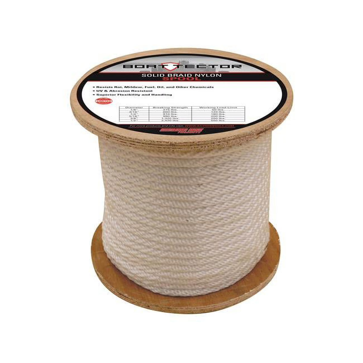 White 0.38 in. x 500 ft. Solid Braid Nylon Boat Tector Spool E639214