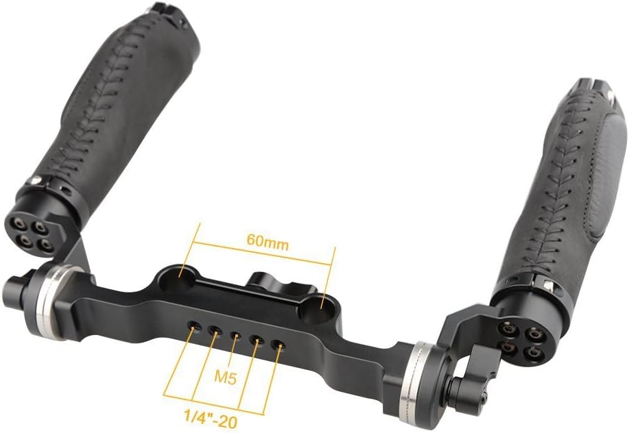 Leather Handle 15mm Rod Shoulder Mount Rig with Rosette Standard Accessory for DSLR (Black, M6 Thread, 31.8 mm) F814245