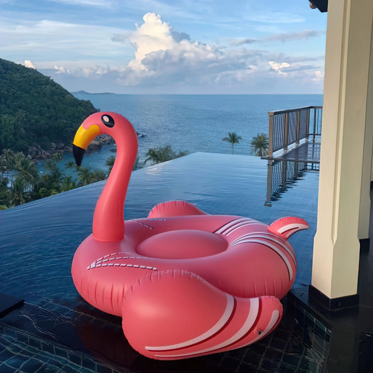 Pink Inflatable Flamingo Swimming Pool Floating Raft H495958