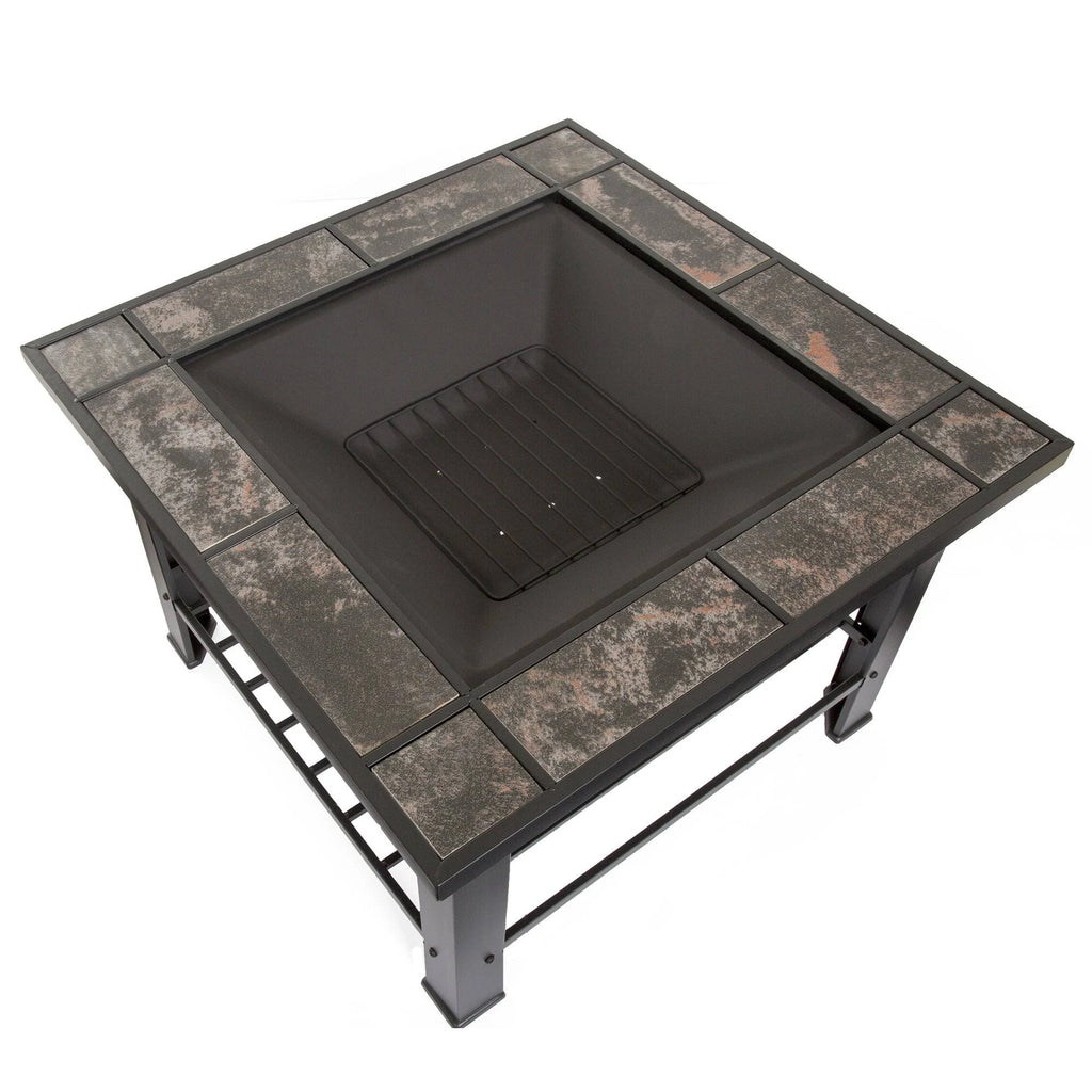 30 in Square Fire Pit Table with Cover D411