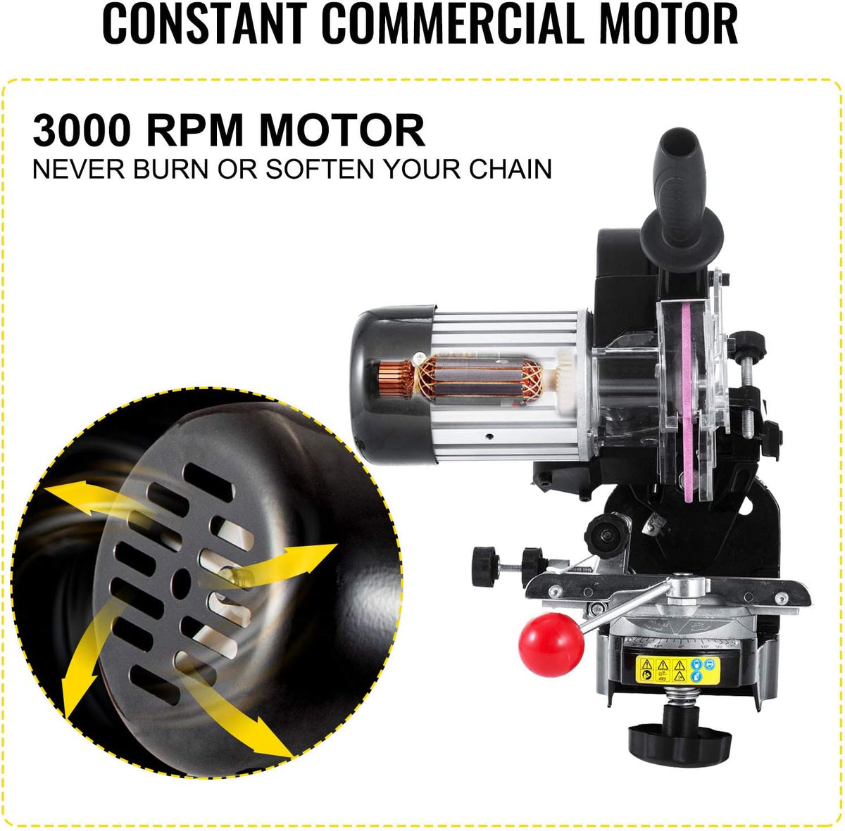 Chainsaw Sharpener 230W Multi-Angle Adjustable Chain Grinder 3000RPM Electric for 1/4" to 2/5" Chains Y59061