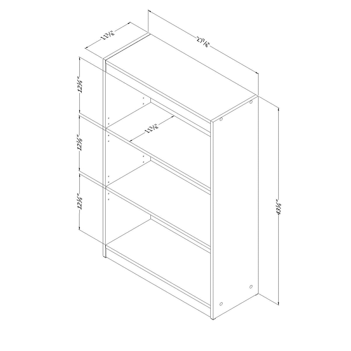 Royal Cherry 3-Shelf Bookcase P481