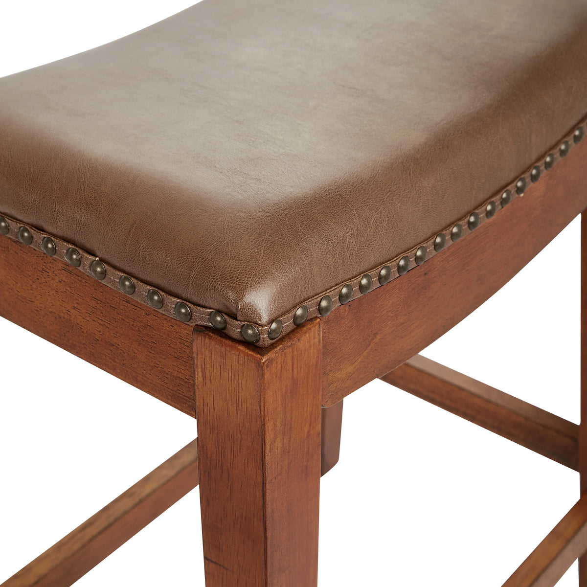 Saddle Stool with Espresso Finish Legs and Molasses Bonded Leather F9316