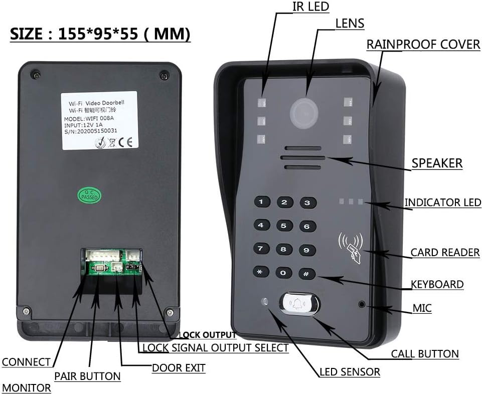 Touch Key 7 Lcd RFID Password Video Door Phone Intercom System Kit with Electric Strike Lock Z864734