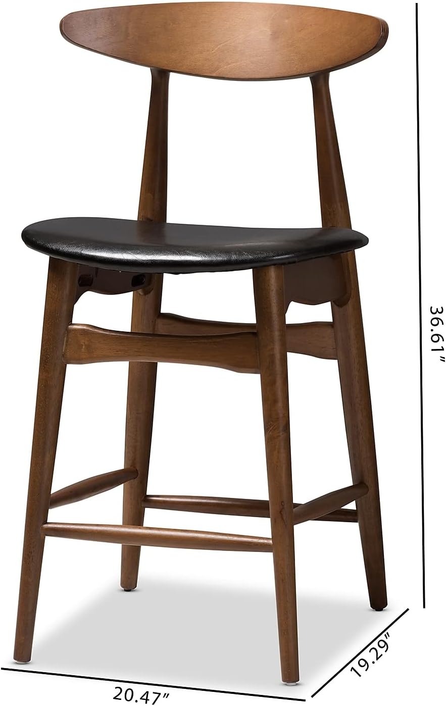 Black Faux Leather Counter Stool Set Qty 2 Y295182