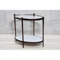Brass Glass Top End Table with Storage J96250