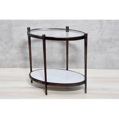 Brass Glass Top End Table with Storage J96250