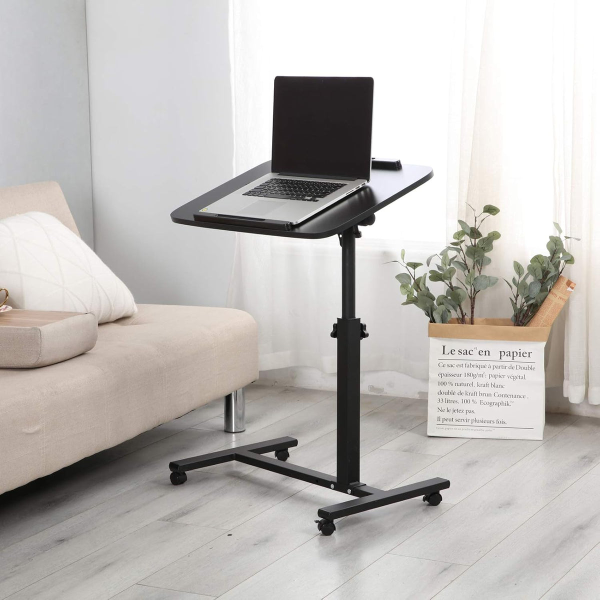 Adjustable Overbed Bedside Table with Wheels X851