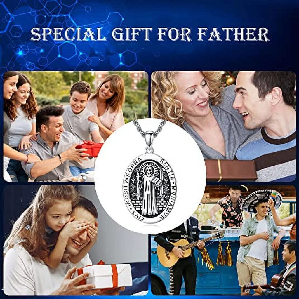 925 Sterling Silver Amulet Pendant Necklace with Stainless Steel Chain R63923