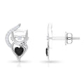 Black Diamond Stud Earrings, 925 Sterling Silver G66417
