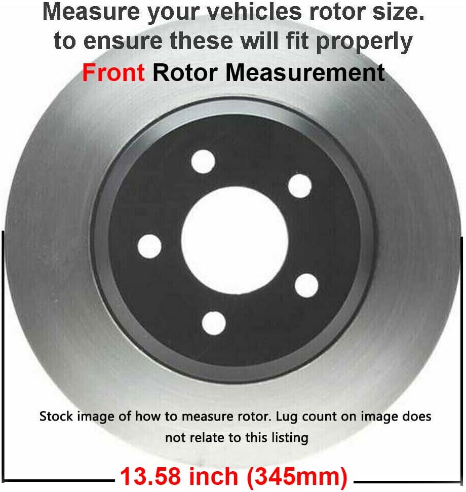 13.58" Front & 12.60" Rear Drilled Rotors + Brake Pads 10pc Set D91736