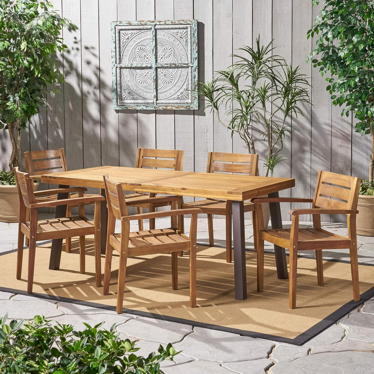 7-Pcs Acacia Wood Outdoor Dining Set B85053