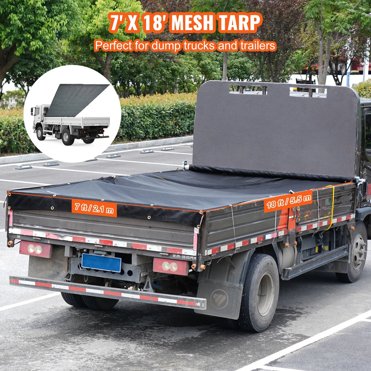 7 x 18 ft PVC 18oz Double Pockets Trailer Tarp M890662