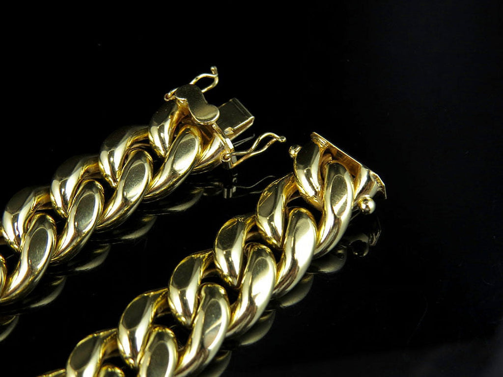 10K Yellow Gold Miami Cuban Link Chain with Box Clasp O803