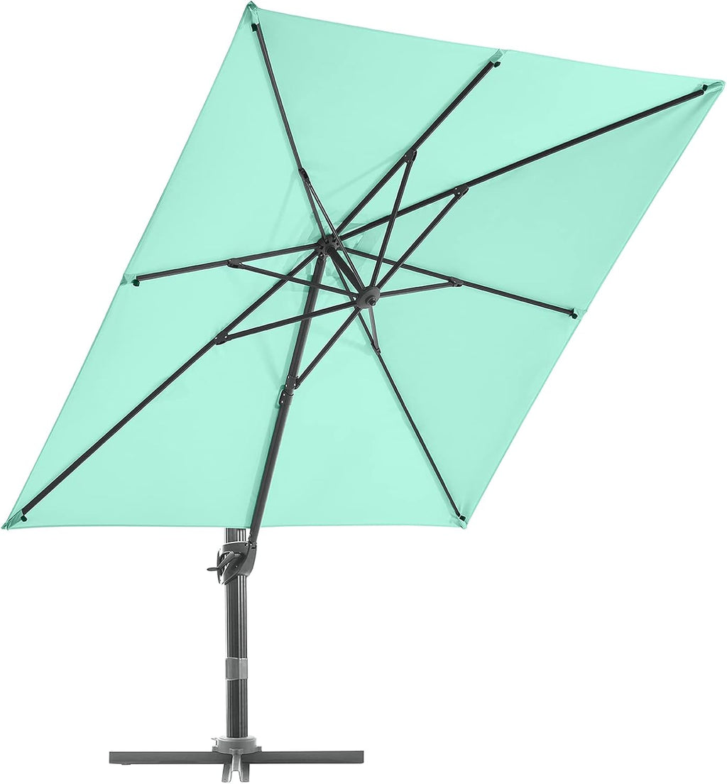 Beige 9x9 FT Square Cantilever Aluminum Outdoor Umbrella N527396