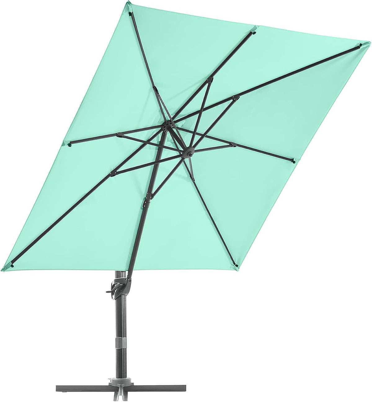Beige 9x9 FT Square Cantilever Aluminum Outdoor Umbrella N527396