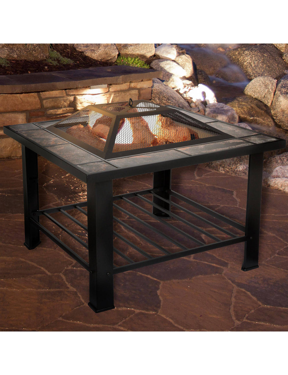 30 in Square Fire Pit Table with Cover D411