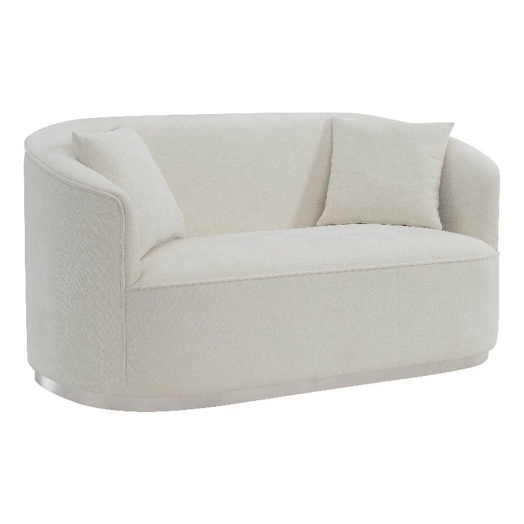 Beige Upholstered Loveseat with 2 Pillows F716103