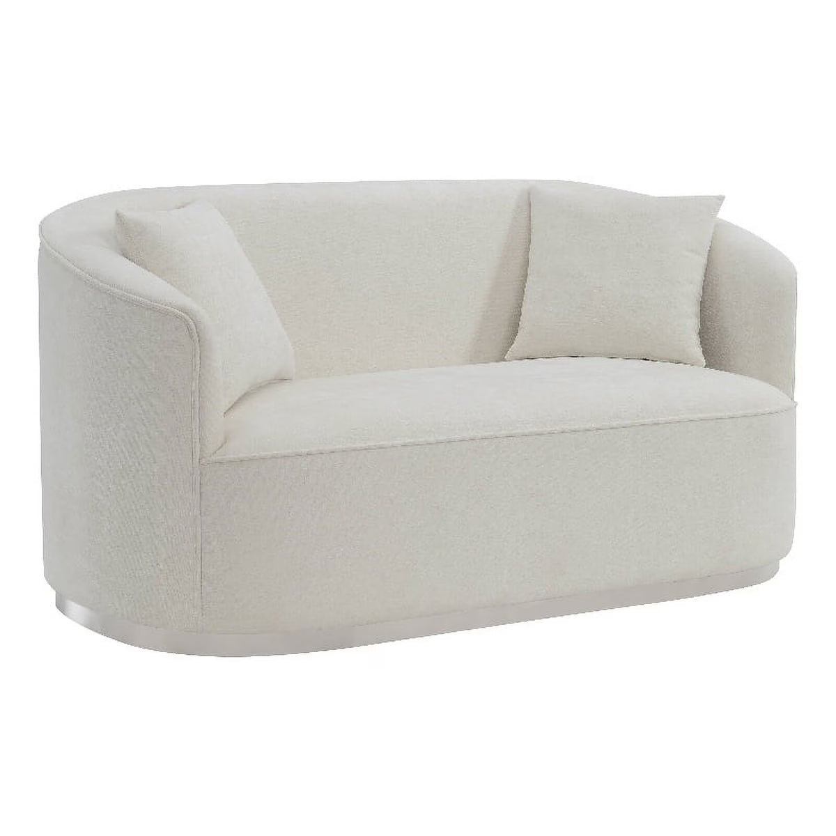 Beige Upholstered Loveseat with 2 Pillows F716103
