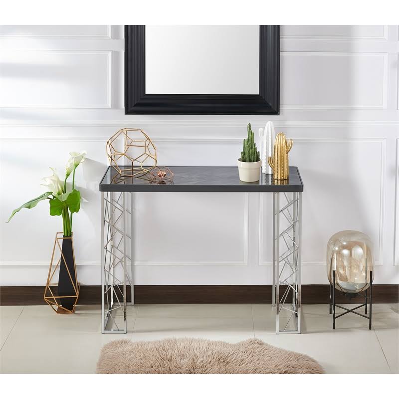 Metal Console Table in Black and Chrome M5789
