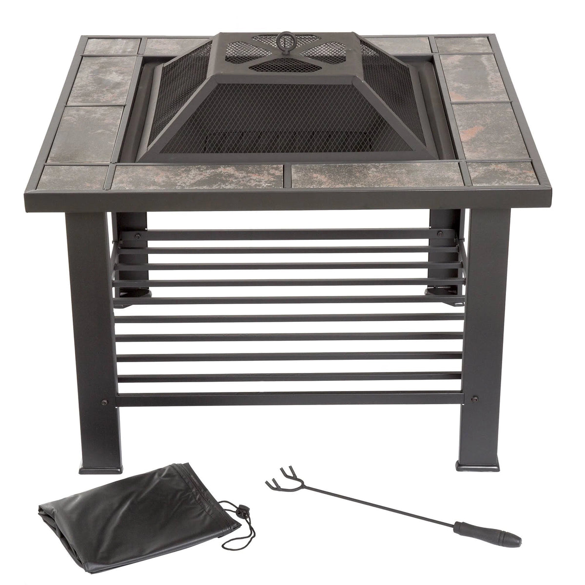 30 in Square Fire Pit Table with Cover D411