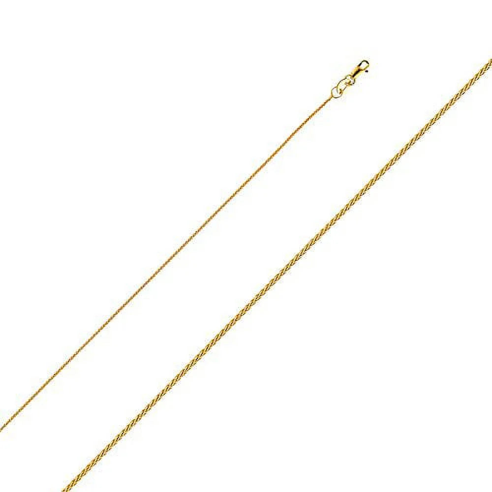 14k Yellow Gold Heart Locket Pendant with 0.8 mm Wheat Chain 16'' - 22'' G73462