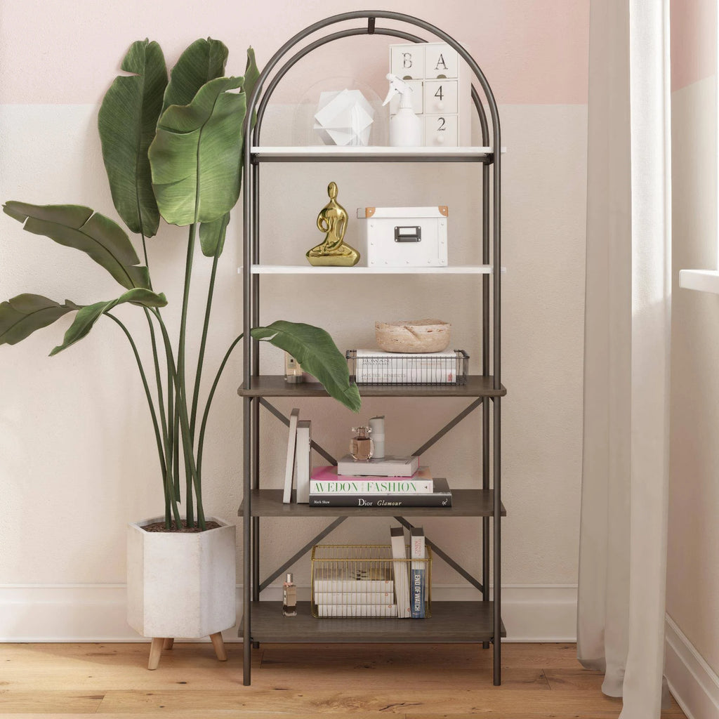 Gray Oak 5-Shelf Bookcase A673