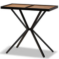 Walnut Finished Wood and Black Finished Metal Console Table A4458