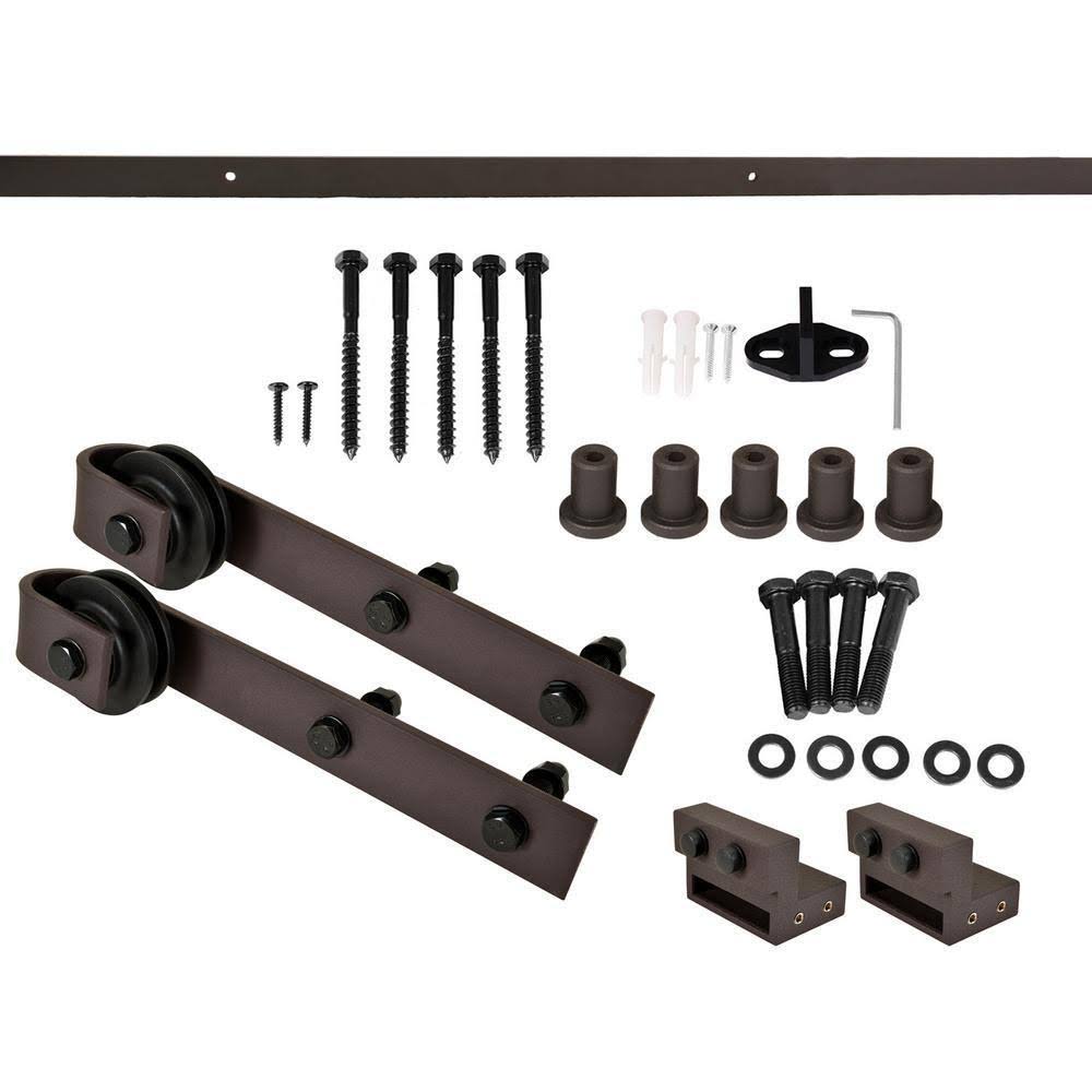 Charcoal Black Stained Wood Interior Sliding Barn Door with Hardware Kit A1516
