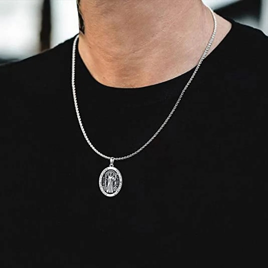 925 Sterling Silver Amulet Pendant Necklace with Stainless Steel Chain R63923