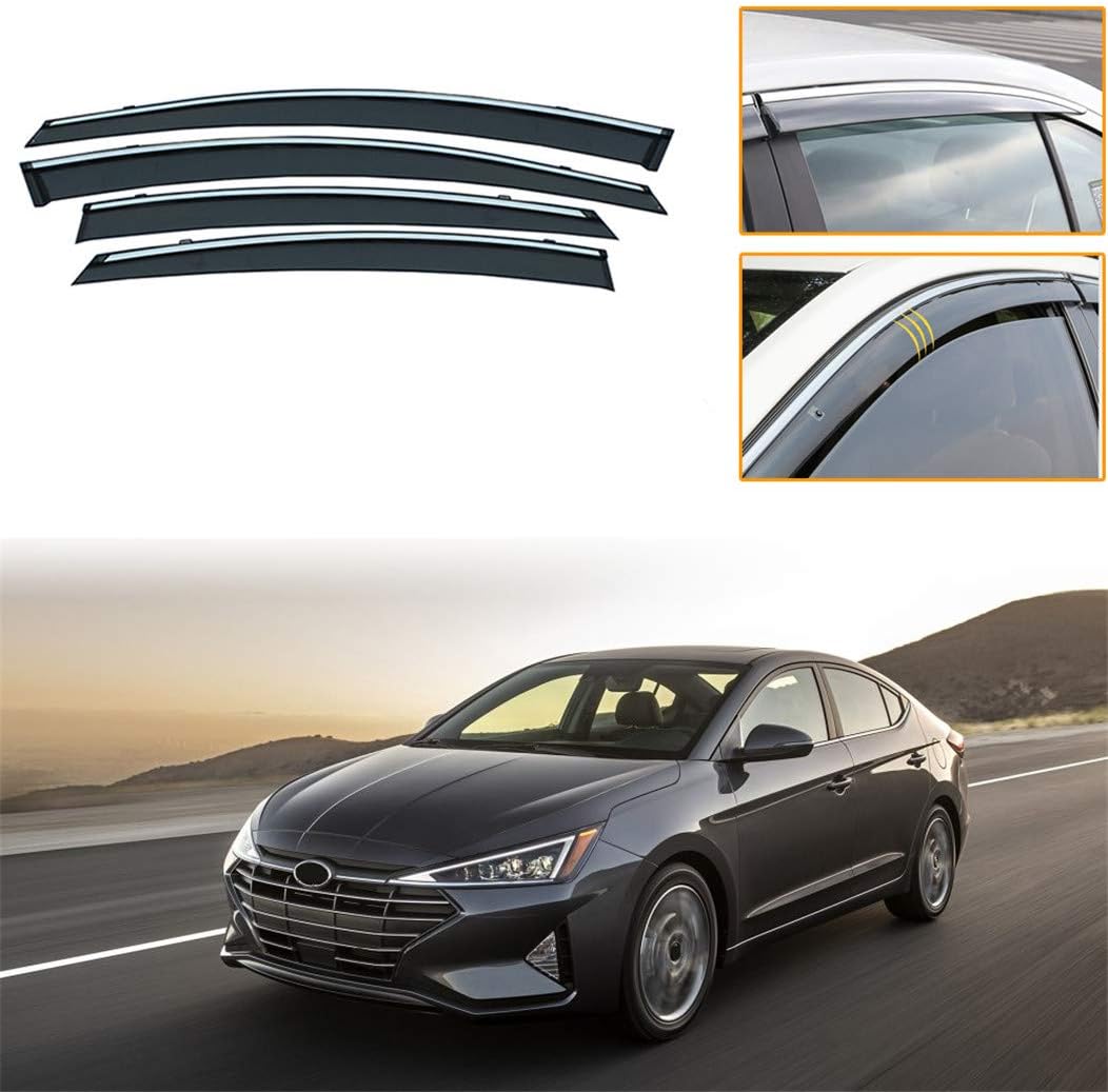 4Pcs Smoke Car Window Visors Rain Guard Tape-On Mount W60962