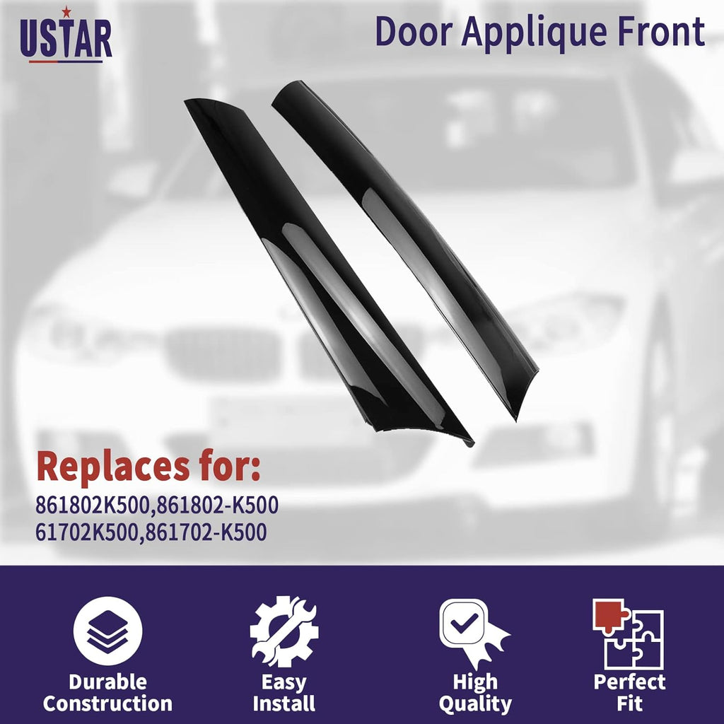 Gloss Black Windshield Pillar Trim Panel Molding Pack of 2 J481