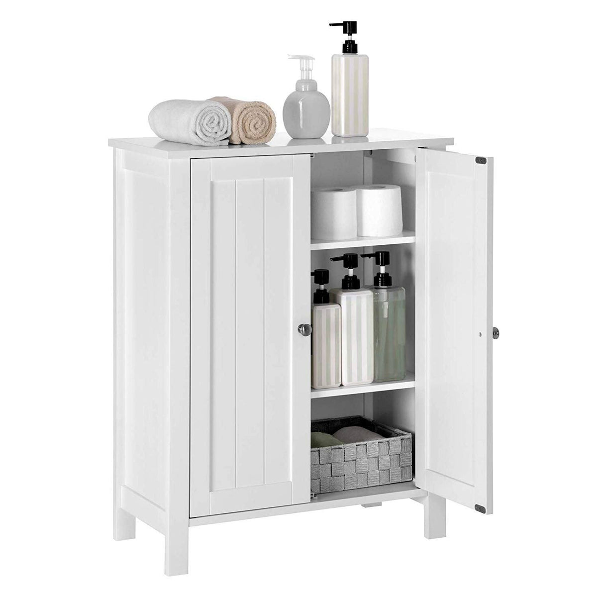 White Storage Cabinet with Double Door Adjustable Shelf Y27465