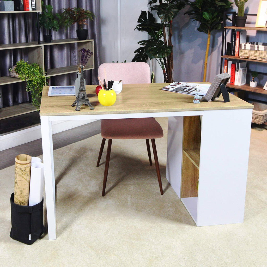 Wood Computer Desk with 5 Side Shelves W86811