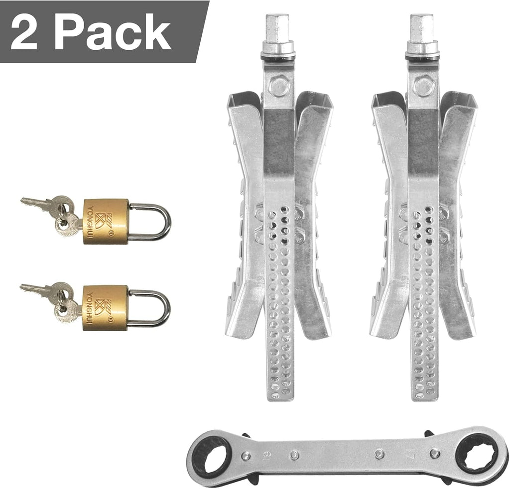 Camper Wheel Chock Stabilizer 2 Sets, RV Tire Scissor Locking X Chock, Pack of 2 A3005