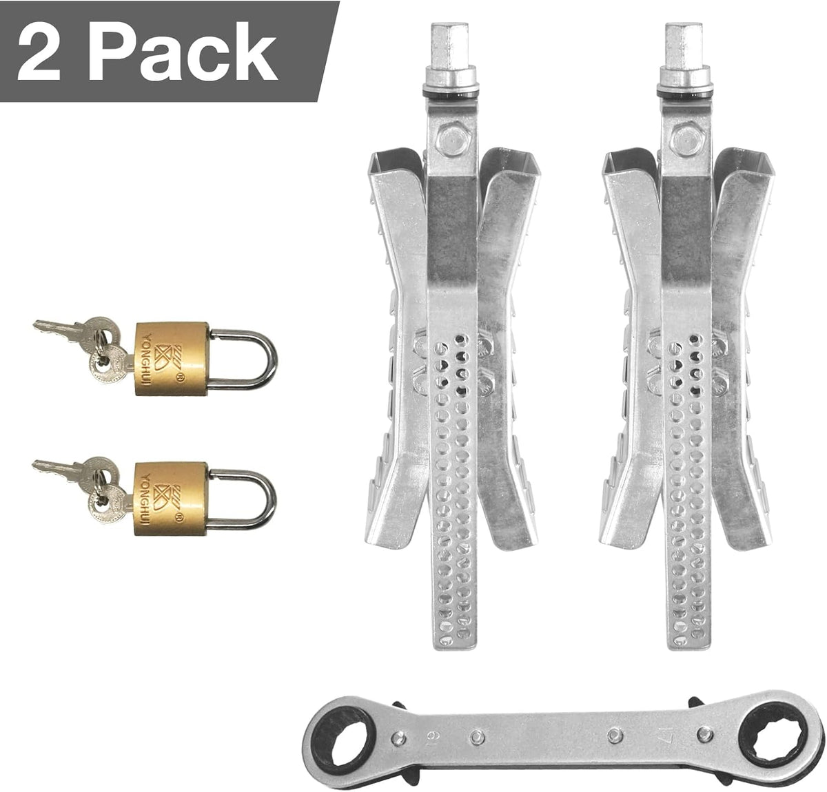 Camper Wheel Chock Stabilizer 2 Sets, RV Tire Scissor Locking X Chock, Pack of 2 A3005