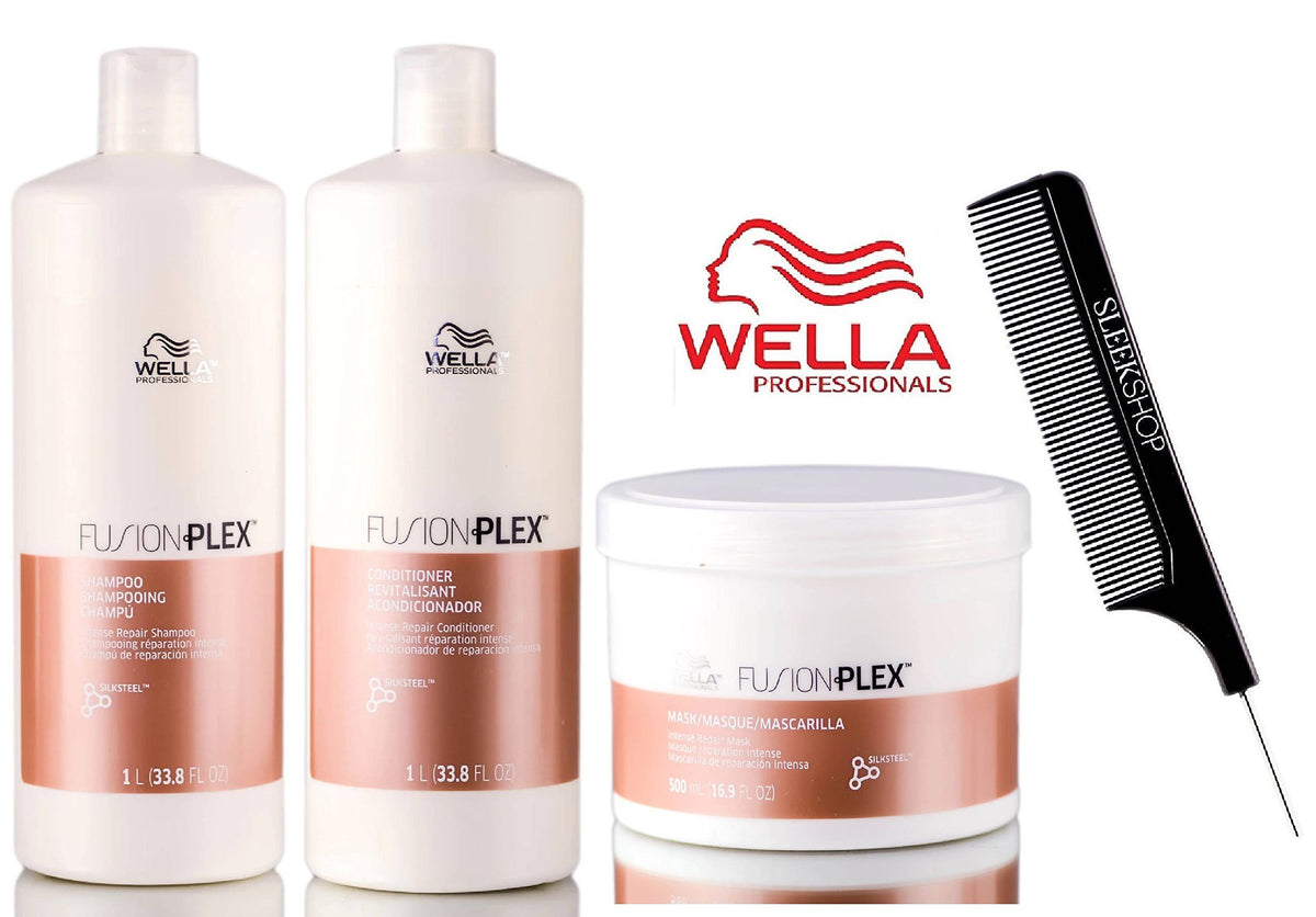 Fusion Plex Intense Repair Shampoo & Conditioner Set with Sleek Steel Pin Tail Comb N94581