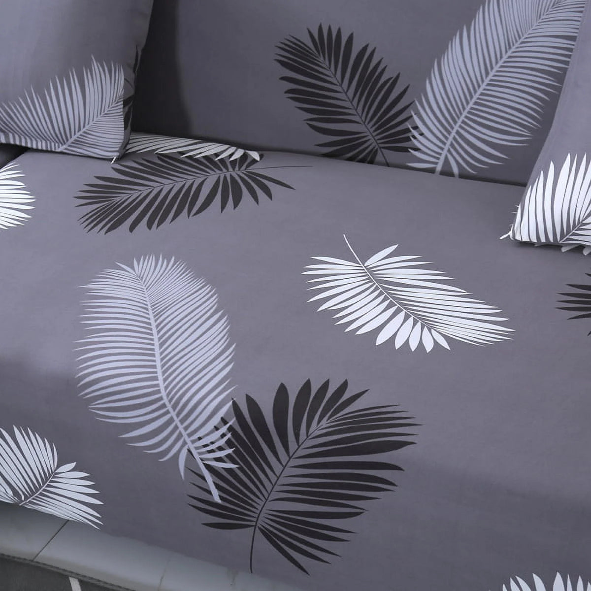 2 Piece L Shaped Sectional Couch Covers with 2pcs Pillowcases, Black, 3 Seater+4 Seater W914247