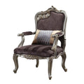 Textured Fabric Upholstered Chair with Right Facing Leaf, Purple & Silver P47469