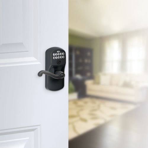 Satin Nickel Keypad Entry Lever with Flex Lock R183772