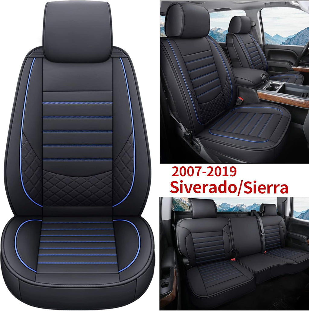 Black Non-Slip Leather Car Seat Covers Full Set S348542