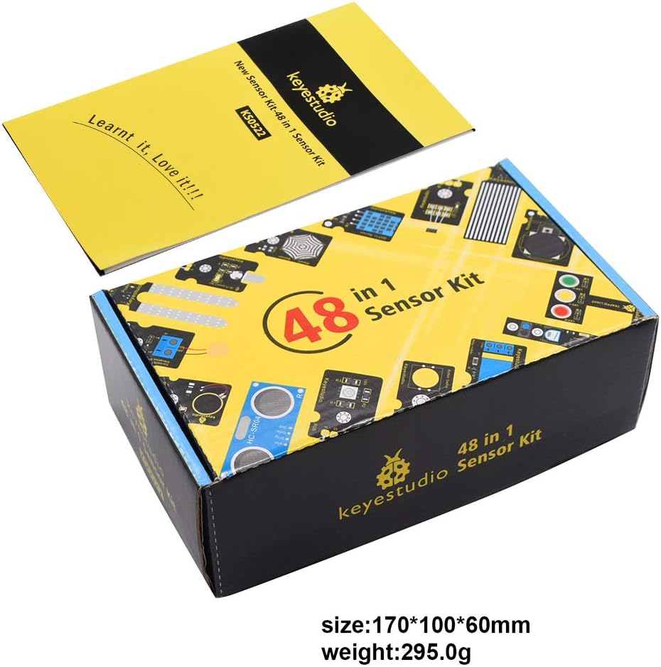 48 Sensors Modules Starter Kit with LCD, 5v Relay, IR Receiver, LED Modules, Servo Motor, PIR, Pressure Sensor, Gas Sensor P588258